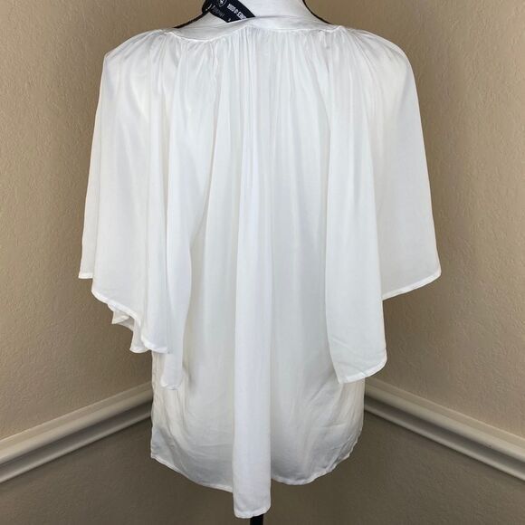 Agnes & Dora Flutter Sleeve‎ Blouse Ivory XS top - Picture 3 of 10